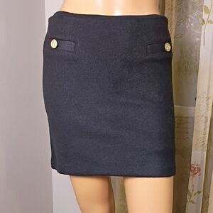 J. Crew Black Mini Skirt with Gold Accents